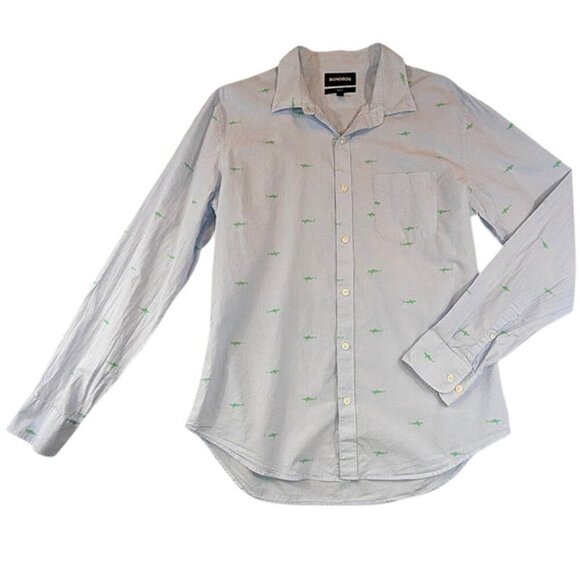 Bonobos Button Up Shirt Mens Large Blue AOP Shark Long Sleeve Slim Fit - Picture 1 of 10